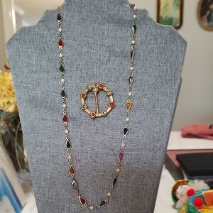 British Museum Replica of Medieval Lover's Gold Brooch w Simulated